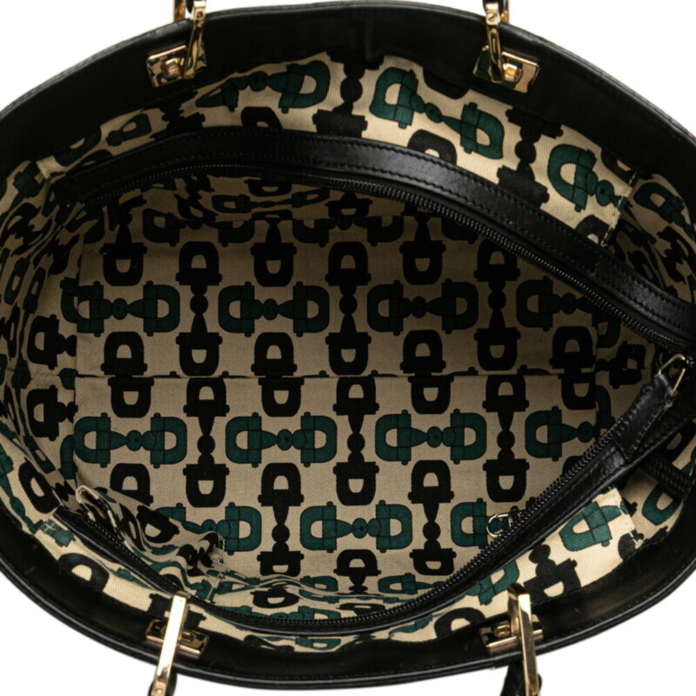 Gucci Guccissima Horsebit Handbag Tote Bag Black Leather - Picture 7 of 8